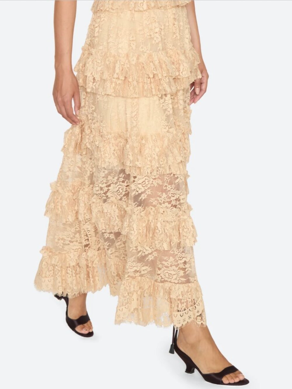 Sea New York Sharleen Lace Maxi Dress - Beige V Neck Romantic Party - Picture 4 of 11